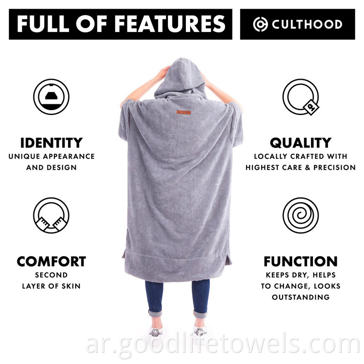 Custom Microfiber Surf Robe Poncho Towel